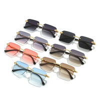 DL lunettes nouveauté tête de serpent mode lunettes de soleil métal carré sans monture lunettes à la mode 2024 lunettes de soleil