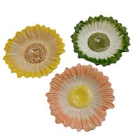 Assiette à dessert en céramique personnalisée en forme de fleur, faite à la main, peinte à la main, multicolore, ensemble d'assiettes décoratives, vaisselle de style nordique