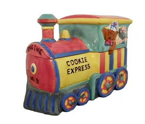 Pot à cookies en céramique 3D peint à la main, g, forme de Train, impression personnalisée