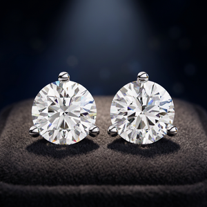 Lab Grown Diamond Round Brilient Cut For Engagement <b>Gold</b> <b>Earring</b> With IGI certified Women's Luxury Jewelry - Product Image 2