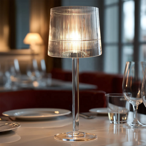 Portacandele in Acrilico Trasparente da 23 Pollici per Candele Tealight e Candele a <span class=keywords><strong>Colonna</strong></span>, Lampada in Cristallo con Paralume Scanalato - Product Image 3