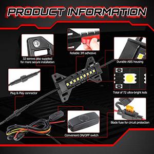 Materiale universale per PC illuminazione luminosa del bagagliaio Off-road SUV cabina illuminazione posteriore scatola luce laterale barra di controllo dell'interruttore della luce - Product Image 6