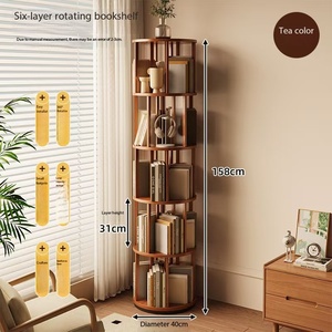 Étagère à livres rotative à 360 degrés en bois massif, bibliothèque d'<span class=keywords><strong>angle</strong></span>, étagère de rangement pour salon, chambre, bureau, gain de place - Product Image 6
