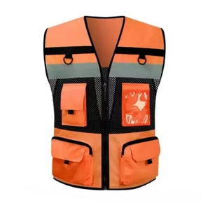Gilet de sécurité réfléchissant haute visibilité personnalisé avec logo, conforme aux normes ANSI Classe 1 EN 20471, grande taille, en maille respirante, avec poche, en nylon/polyester, personnalisable - Product Image 4