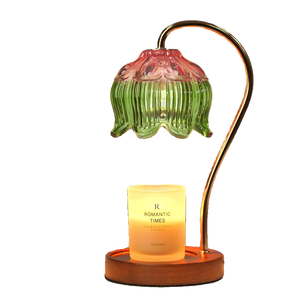 <span class=keywords><strong>Lampe</strong></span> chauffante électrique vintage à intensité variable pour chambre à coucher et <span class=keywords><strong>salon</strong></span>, cadeau de noël en bois et fleur en verre, prise AU standard - Product Image 1