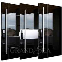 Porte d'entrée pivotante moderne en aluminium de haute qualité, porte extérieure de sécurité américaine, porte principale en bois massif