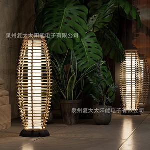 Solar Garden <b>Light</b> Rattan Style <b>LED</b> Outdoor Waterproof Free Standing Lawn Lamp - Product Image 2