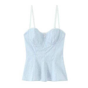 Women's Clothing Spring New Sweet Bow Poplin Sleeveless Suspender <b>Striped</b> <b>Vest</b> <b>Top</b> - Product Image 2