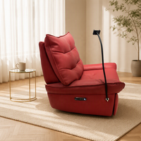 Fauteuil inclinable électrique, fauteuil inclinable en cuir pivotant à 360° avec lumière ambiante LED et support pour téléphone pour la maison et l'hôtel