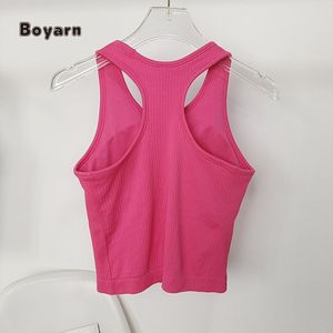 Boyarn New Breathable Knitted Seamless Sports <b>Bra</b> Women <b>Removable</b> Chest <b>Pad</b> Fitness Tank Top Gym Push Running Yoga Workout - Product Image 6