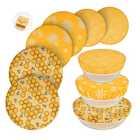 Herbruikbare bijenwas schaalhoezen op maat, 6-pack, rekbare grote voedselwraps voor kommen, brood, salade, fruit