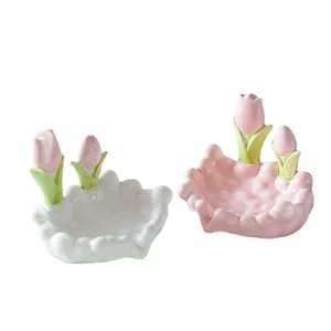 Creative Ceramic Floral Soap Box Draining Non-slip Soap DishSea White Soap Holder for Home Bathroom Accessories