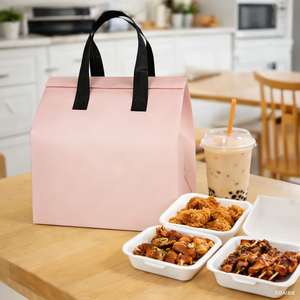 Bolsa térmica desechable de tela no tejida para entrega de alimentos, con forro de papel de aluminio, logotipo personalizado, para café, pasteles, refrigerios y comida para llevar. - Product Image 1