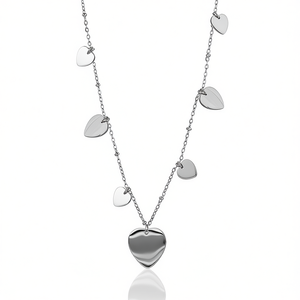 Collar con colgante de corazón Amy Amy, collar de cadena chapado en plata de acero inoxidable para mujer, joyería romántica para el día a día, regalo, C3007 - Product Image 4