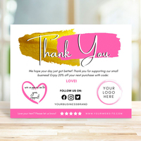 Tarjetas de Agradecimiento Personalizadas con Logotipo Impreso a Color, Acabado Brillante o Mate, Gracias por Apoyar a Pequeñas Empresas