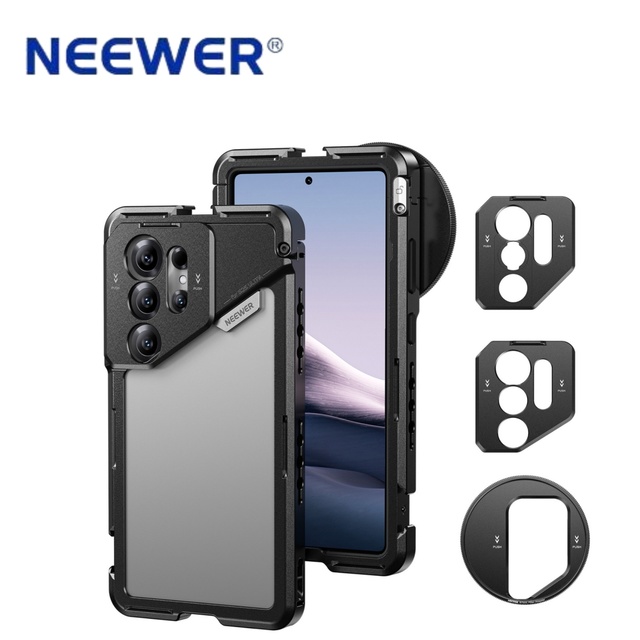NEEWER PA082 Cage for SAMSUNG S25 Ultra Mobile Phone Grip with 67mm Filter/17mm/T Mount Adapters Phone Rigs
