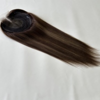 Envío Rápido, Topper de Cabello Humano Natural con Encaje HD 7*8, con Reflejos, 18 Pulgadas para Mujer, Calidad Estable, Precio de Fábrica, se Adapta a la Piel