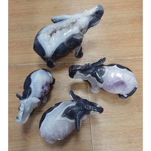 100% doğal taş kristal akik Geode mağara oymalı filler, hayvanlar - Product Image 5