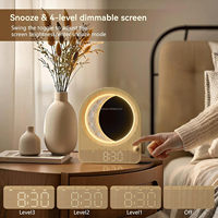 Réveils avec lampe lunaire à intensité variable, 12 niveaux de volume pour les dormeurs profonds, 10 sons naturels avec minuterie de 30/60/90 minutes