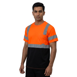 เสื้อยืดทำงานแบบมีแถบสะท้อนแสงสำหรับงานก่อสร้าง ยี่ห้อ Clush Industries ผลิตจากโพลีเอสเตอร์/คอตตอน ระบายอากาศได้ดี  แบบยูนิเซ็กซ์  รับสกรีนลายด้วยความร้อน - Product Image 1