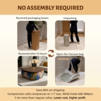 Mesa de Centro de Diseño Innovador, Compresible, de Alta Densidad, con Cubierta de Madera, Mesa Modular de Tela para Sala de Estar, Embalaje en Caja