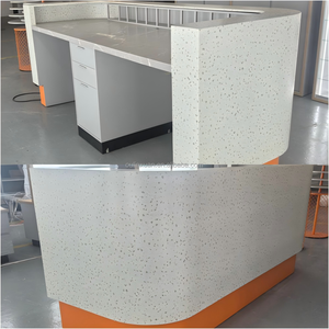 Mostrador de Recepción Comercial Moderno, Mesa de Recepción <span class=keywords><strong>para</strong></span> Oficinas, Vestíbulos, Salones, Clínicas, Tiendas Minoristas, Centros Comerciales, MDF y Metal - Product Image 4