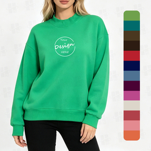 Custom New Arrival Women's Digital Print Oversize Sweatshirt 360GSM <b>Thick</b> Soft Brushed Fleece Mock Neck Sweatshirt - Product Image 1