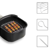 Support de friteuse à air en acier inoxydable Brochettes de viande pour barbecue Accessoires ménagers Plateau de cuisson Support pour friteuses à air grillagé pour barbecue