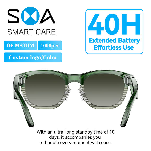 GJ03A HD Camera Smart Glasses 8MP Video AI Translation Recognition  Call Music Silicone Nose Support