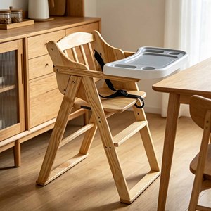 Chaise haute pliante en bois pour enfants, idéale pour la salle à manger, la crèche ou le restaurant - Product Image 2