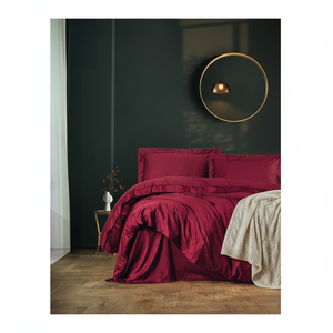 Elegante Juego de Funda Nórdica Individual de Satén Borgoña, Ropa de Cama de Lujo de Algodón con Bordado Floral Tejido, Tamaño King para el Hogar, Incluye 4 Piezas - Product Image 3
