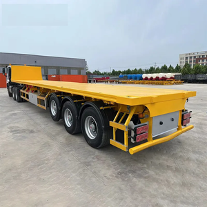 รถพ่วงพื้นเรียบแบบมีล้อหลัง 20 40 ฟุต 28 ตัน สำหรับงานก่อสร้างและขนส่งตู้คอนเทนเนอร์ - Product Image 3