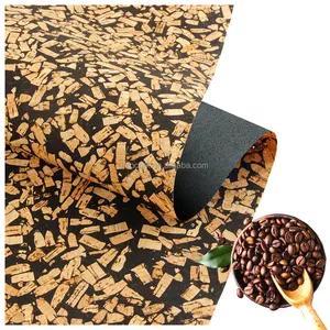 Factory direct wholesale Microfiber base backing vegan Natural Coffee Grounds faux synthetic Pu Cork Leather sheet