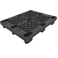 Palettes en plastique durables à plateau plat, empilables, 3 patins, palette euro, HDPE, simple face, entrée 4 directions, 1200x800x150mm