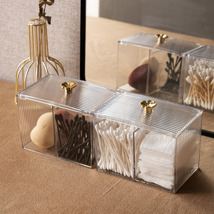 Transparent Cotton Swab Organizer <b>With</b> <b>Lid</b> Multifunctional Makeup Storage <b>Box</b> For Desktop Use - Product Image 3
