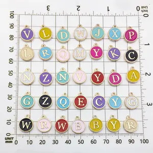 new fashion hot sell Gold Plated Vermeil Circle initial gold alphabet beauty many colors letter pendants