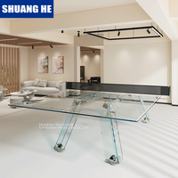 Compétition internationale Table de ping-pong en acier inoxydable de taille standard Table de ping-pong en verre trempé transparent