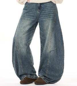 Jeans Vintage Casual con Zip e Logo Personalizzato per Uomo, Stile Streetwear, Gamba Larga a Forma di Scimitarra, Denim Dritto per Autunno ed Estate - Product Image 3