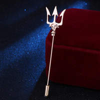 Broche vintage en forme de trident, en métal, longue aiguille, épingles à revers, bijoux pour costume d'homme, épingles à pull pour accessoires d'homme (KBL115)