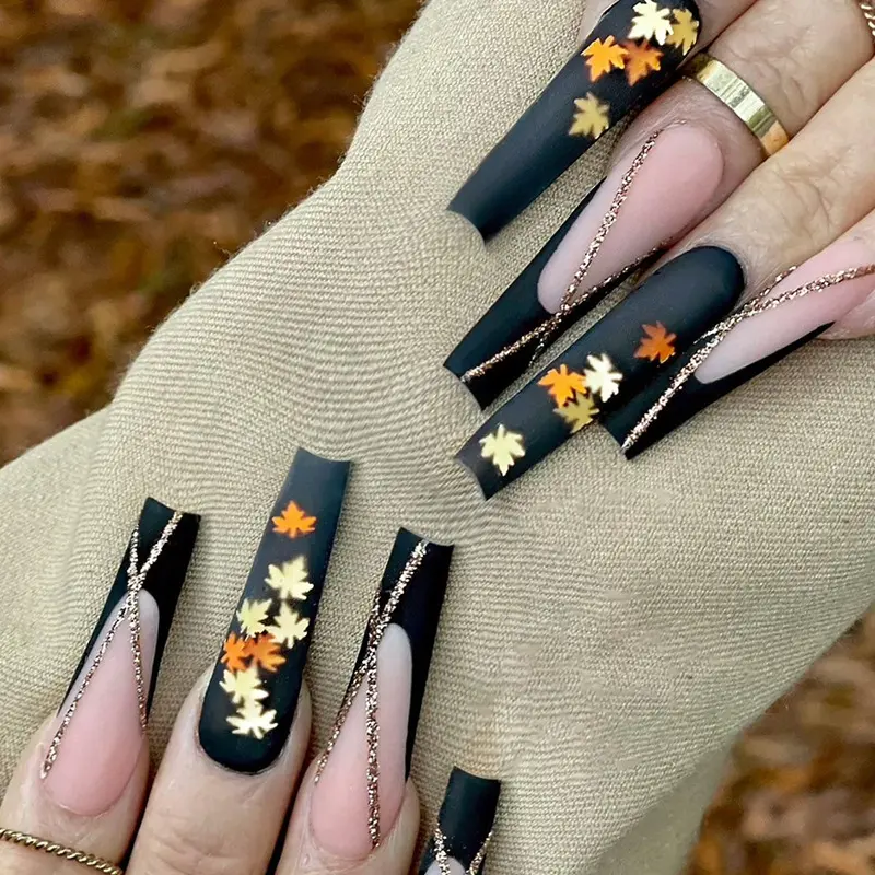 Ultimo Designer Long Coffin acrilico stile francese ongle unghie artificiali Nail Art unghie finte opache di lusso personalizzate