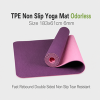 Tapis de yoga écologique en TPE, double couche, antidérapant, 6 mm d'épaisseur, avec sangle de transport pour yoga, pilates, salle de sport à domicile