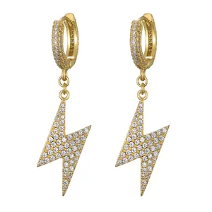Men's Lightning Zircon Brass Sparkling Diamond Earrings Iced Out Earrings