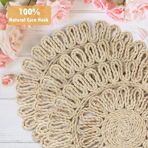 Natural Non-Slip Polyester/Cotton Eco-Friendly Placemats <b>Set</b> <b>4</b> Braided Border Handmade Farmhouse Boho <b>Dining</b> Wedding - Product Image 4