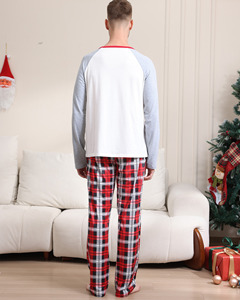 Cartoon Grinch Christmas Loungewear Sleep Suit pour les femmes Wholesale Summer Collection-White Printed Top Red Plaid Pants Pajamas - Product Image 4