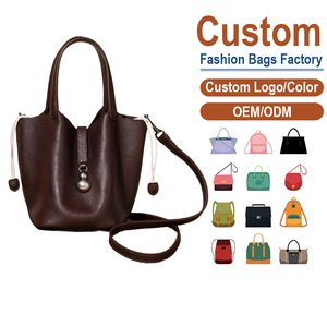Sac seau minimaliste en cuir véritable antivol avec fermeture magnétique, sac à main tendance vintage décontracté pour femme - Product Image 1