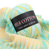 Fils de lait en coton biologique avec 3 plis, teinture spatiale, pour tricot à la main, pour bébé, 50g, vente en gros,
