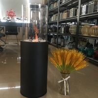 BSCI Usine Vente Directe Moderne En Plein Air À L'éthanol Foyer Danse Flammes En Acier Sans Fumée Conception Tube De Verre Enduit De Poudre Roches