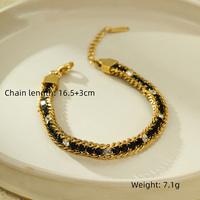 Bracelet en Chaîne Torsadée Ajustable en Acier Inoxydable Plaqué Or avec Zircon Arc-en-ciel, Vente en Gros Personnalisée, Bijoux de Mode pour Femmes