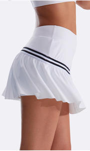 ゴルフテニスアスレチックハイウエストサイドスプリットデザイン女性用ストライプヨガショーツ2イン1アンチスリップライトサイドポケットテニススカート - Product Image 6