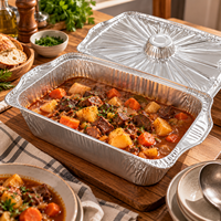 Moule de cuisson jetable en aluminium de 11 et 13 pouces avec couvercle, récipient alimentaire profond pour soupes, currys, ragoûts, traiteur et plats à emporter